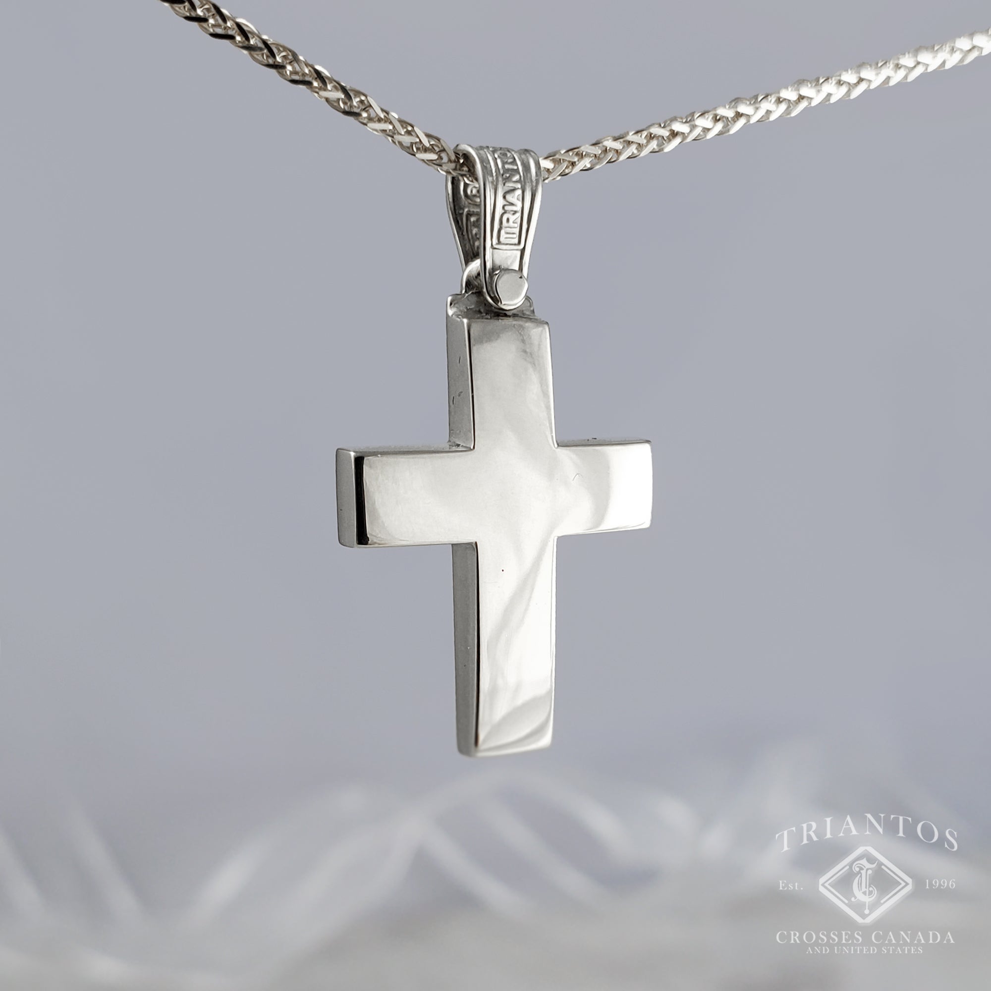 Christian Necklace - Cross Pendant In 14K White Gold